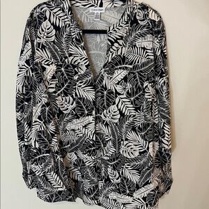 Calvin Klein Black and White Leaf Print Blouse